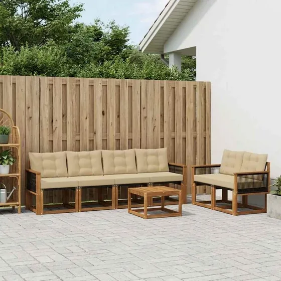 vidaXL Udendørs Sofagruppe 7 pc Naturlig/Beige