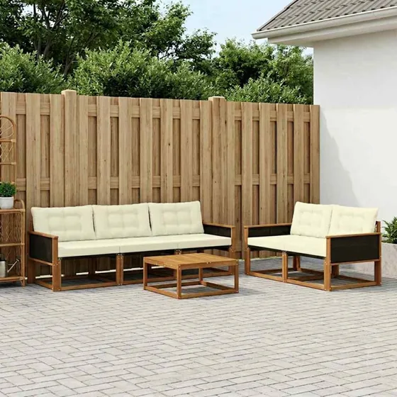 vidaXL Udendørs Sofagruppe 6 pcs Naturlig & Fløde