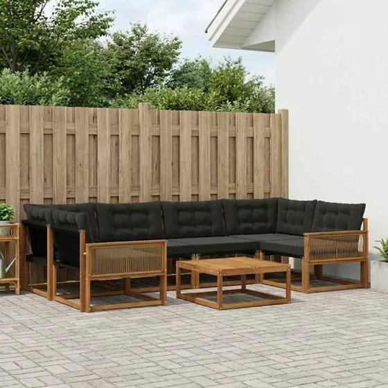 vidaXL Udendørs Sofagruppe 7 pc Naturfarvet og Sort