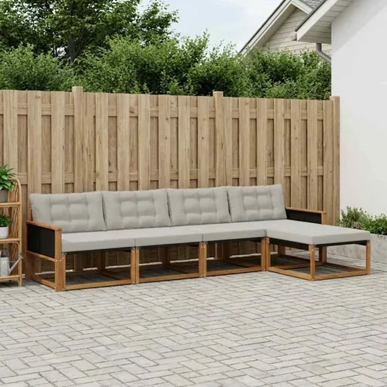 vidaXL Udendørs Sofagruppe 5-pces Naturfarvet og Lysegrå