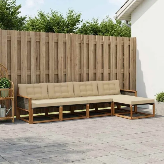 vidaXL Udendørs Sofagruppe 5-pces Naturlig/Beige