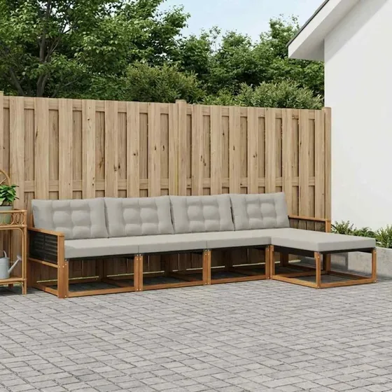 vidaXL Udendørs Sofagruppe 5-pcs Naturfarvet og Lysegrå