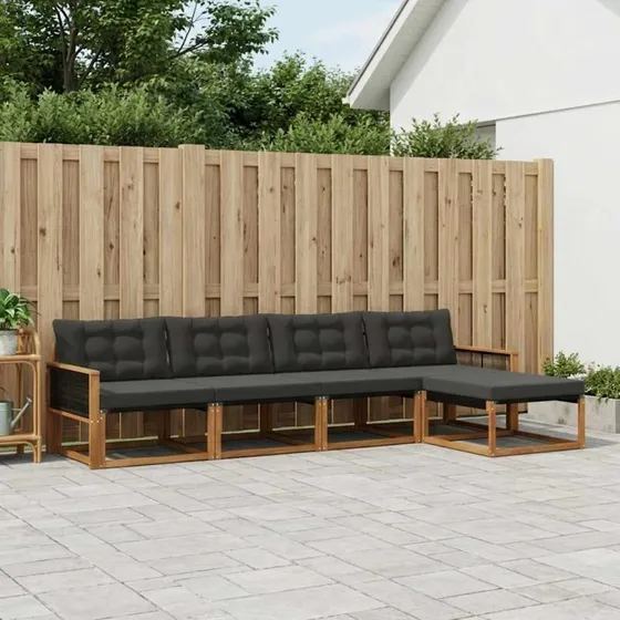 vidaXL Udendørs Sofagruppe 5 pc Naturfarvet og Sort