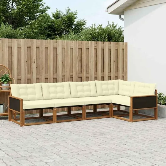 vidaXL Udendørs Sofagruppe 5-pces Naturlig & Fløde