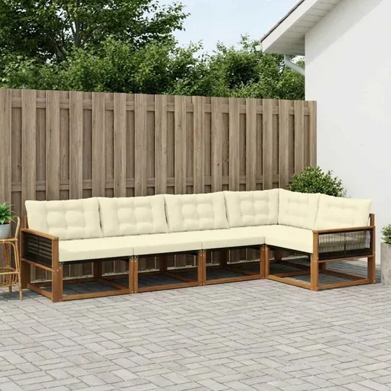 vidaXL Udendørs Sofagruppe 5-pces Naturlig & Fløde