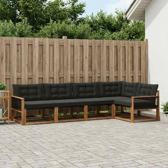 vidaXL Udendørs Sofagruppe 5-pces Naturfarvet og Sort