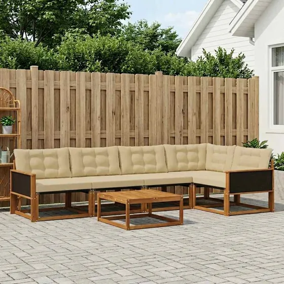 vidaXL Udendørs Sofagruppe 6 pc Naturlig/Beige