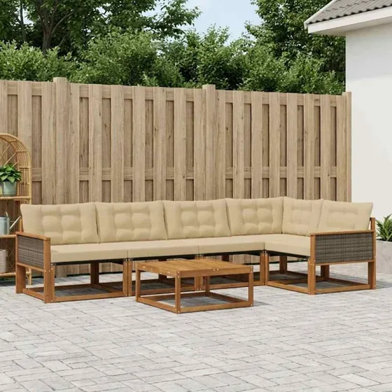 vidaXL Udendørs Sofagruppe 6 pc Naturlig/Beige