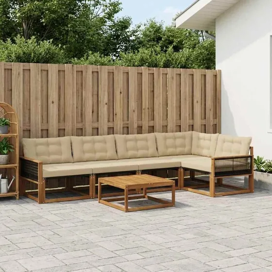 vidaXL Udendørs Sofagruppe 6 pcs Naturlig/Beige