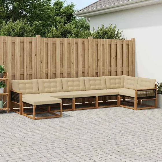 vidaXL Udendørs Sofagruppe 7 pk Naturlig/Beige