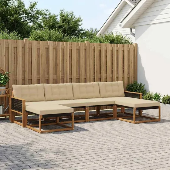 vidaXL Udendørs Sofagruppe 6 pcs Naturlig/Beige