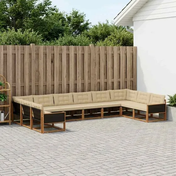 vidaXL Udendørs Sofagruppe 10 pcs Naturlig & Beige