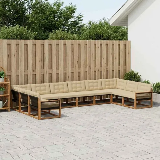 vidaXL Udendørs Sofagruppe 10 pcs Naturlig & Beige