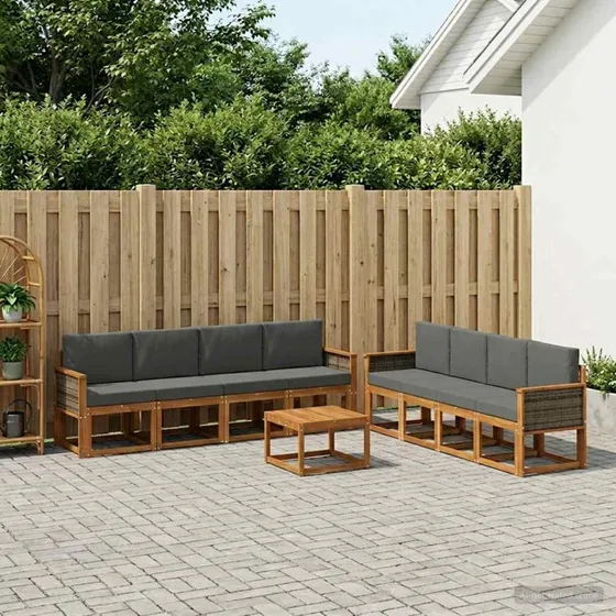 vidaXL Udendørs Sofagruppe 7 pc Naturlig & Antracit