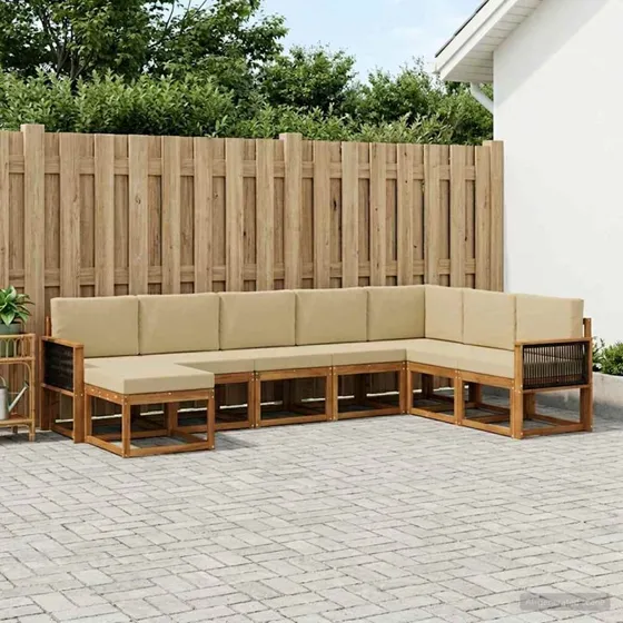 vidaXL Udendørs Sofagruppe 8 pc Naturlig/Beige Akacietræ