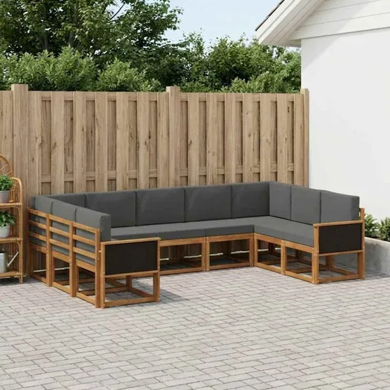 vidaXL Udendørs Sofagruppe 9 del, Naturlig & Antracit