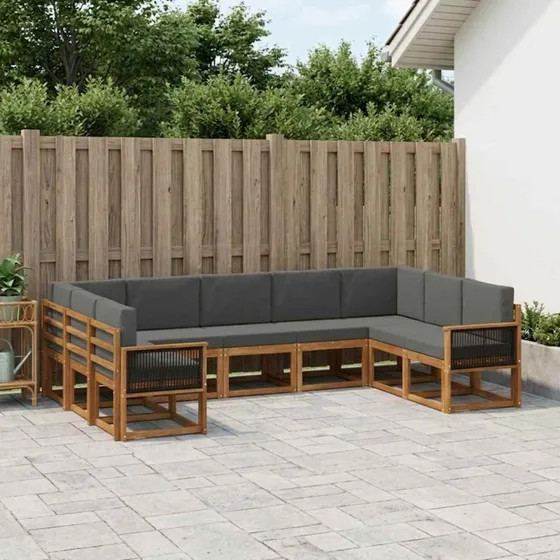 vidaXL Udendørs Sofagruppe 9 del, Naturlig & Antracit