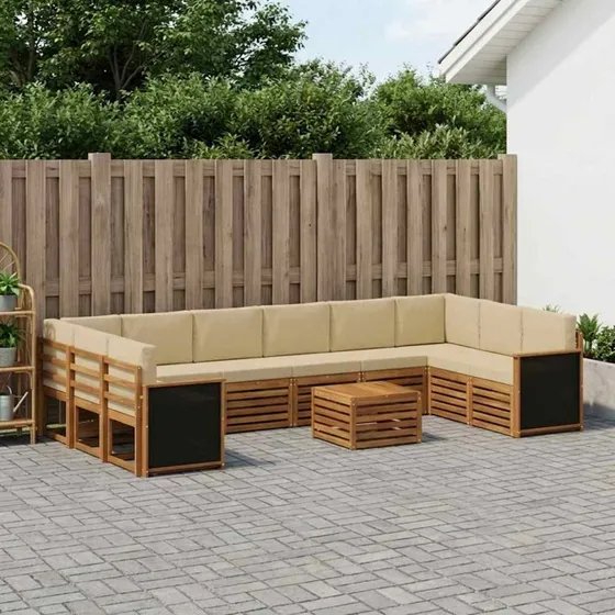 vidaXL Udendørs Sofagruppe 8 pcs Naturfarvet