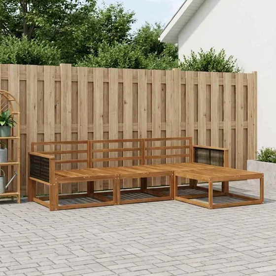 vidaXL Udendørs Sofagruppe 4 pcs Naturfarvet Akacietræ