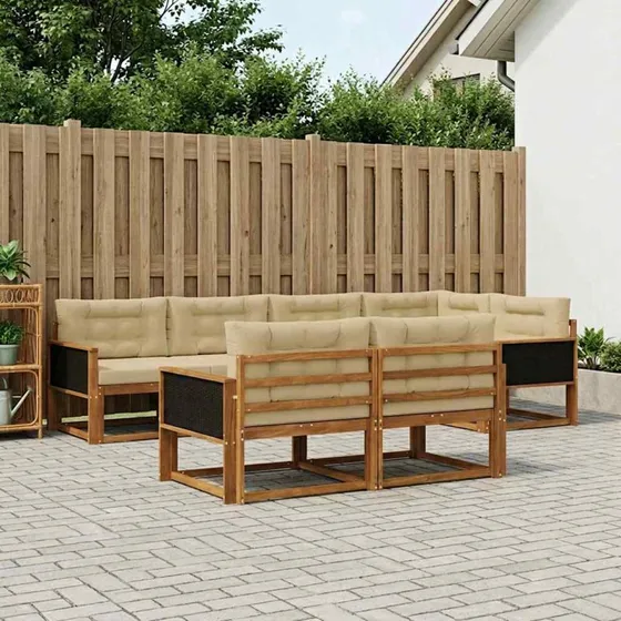 vidaXL Udendørs Sofagruppe 7 dels Naturlig/Beige