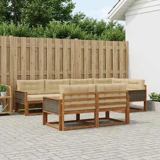 vidaXL Udendørs Sofagruppe 7 dels Naturlig & Beige