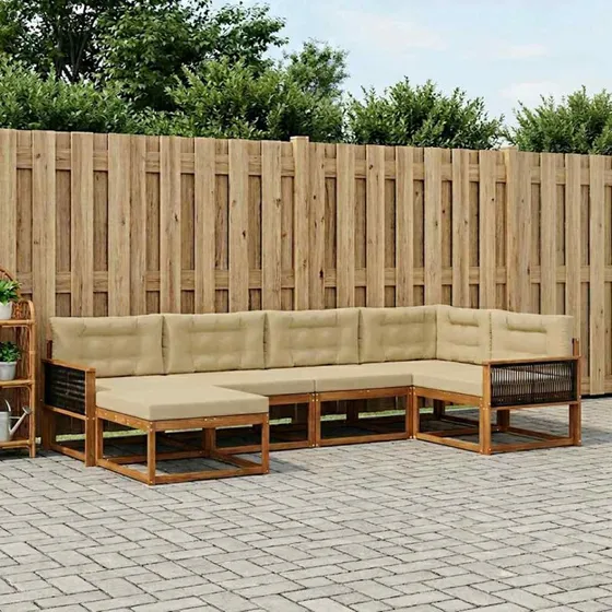 vidaXL Udendørs Sofagruppe 6 Del 6 pcs Naturlig & Beige