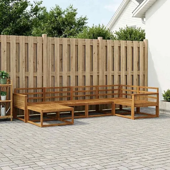 vidaXL Udendørs Sofagruppe 6 pc Naturfarvet Massivt Akacietræ