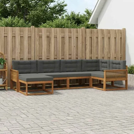 vidaXL Udendørs Sofagruppe 6 dels Naturlig & Antracit