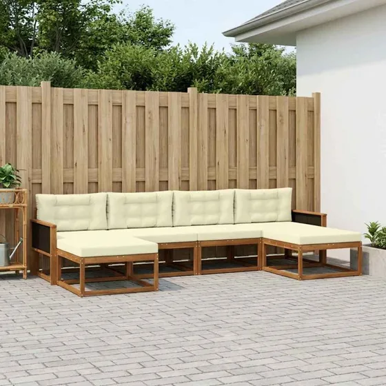 vidaXL Udendørs Sofagruppe 6 Del 6 pcs Naturlig & Fløde