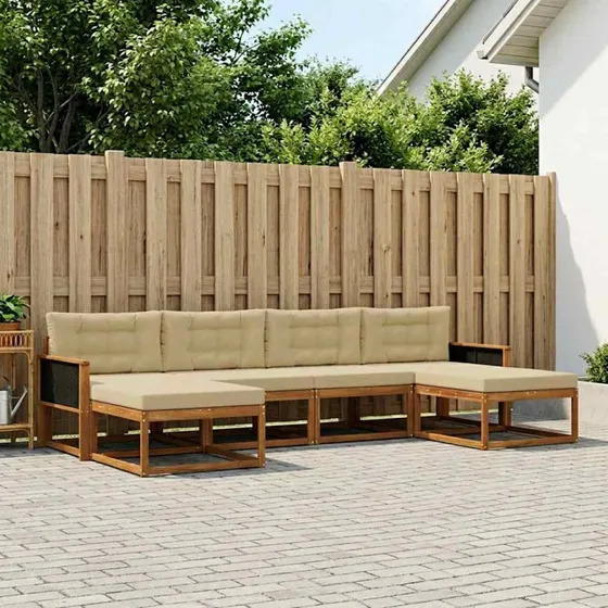 vidaXL Udendørs Sofagruppe 6 dels Naturlig & Beige