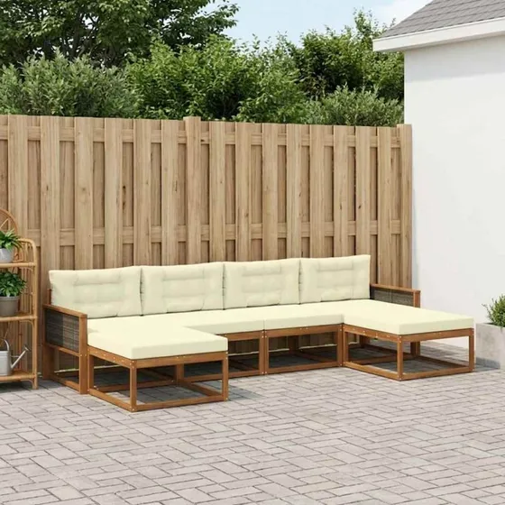 vidaXL Udendørs Sofagruppe 6 Del 6 pcs Naturlig & Fløde