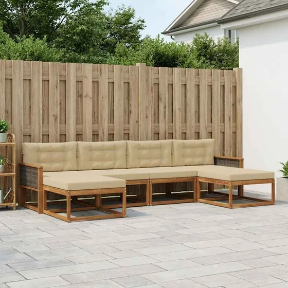 vidaXL Udendørs Sofagruppe 6 dels Naturlig og Beige