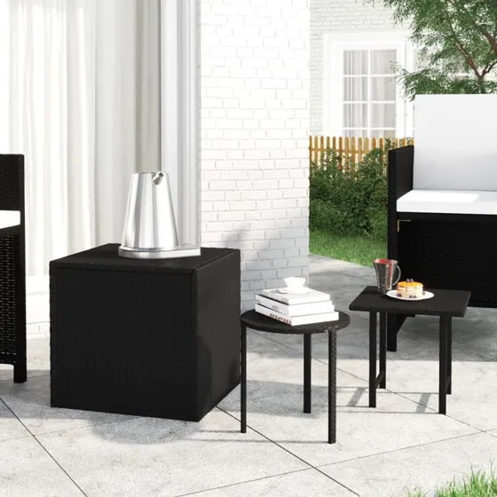 vidaXL 3 stk. sideborde polyrattan sort