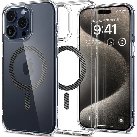 Spigen Ultra Hybrid MagSafe Cover til iPhone 15 Pro Max (Carbon Fiber)