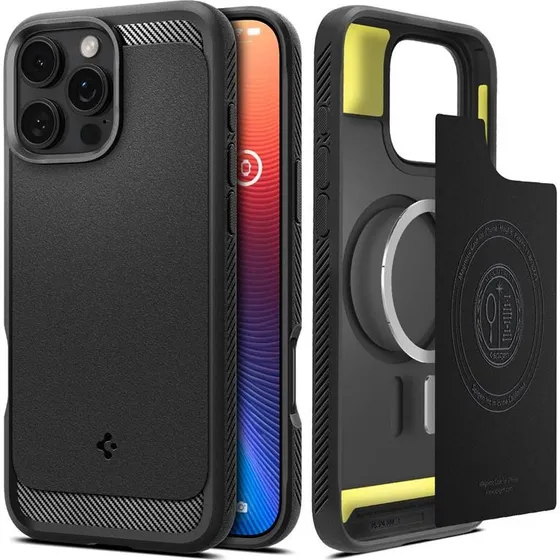 Spigen Rugged Armor Cover til iPhone 16 Pro Max (Mat Sort, MagSafe)