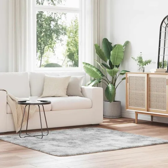 vidaXL Shaggy Gulvtæppe Navarra 160x160 cm Sølvgrå