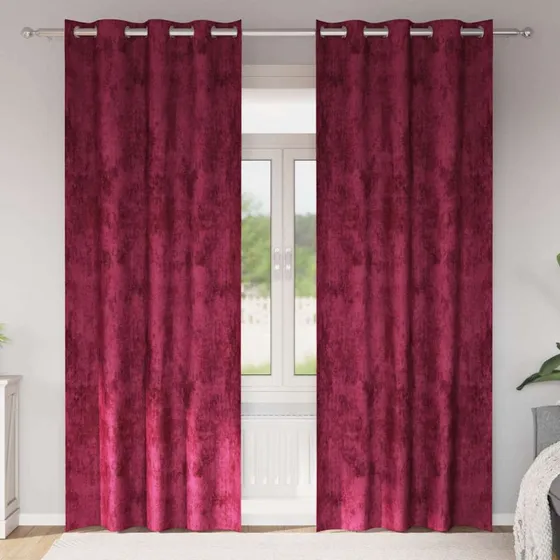 vidaXL Velour Gardiner 260 x 140 cm Vinrød 2 stk