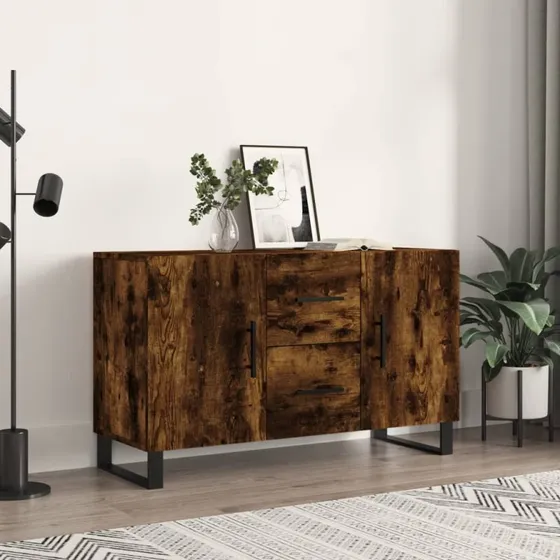 vidaXL Skænk 100x36x60 cm Røget Egetræsfarve Konstrueret Træ
