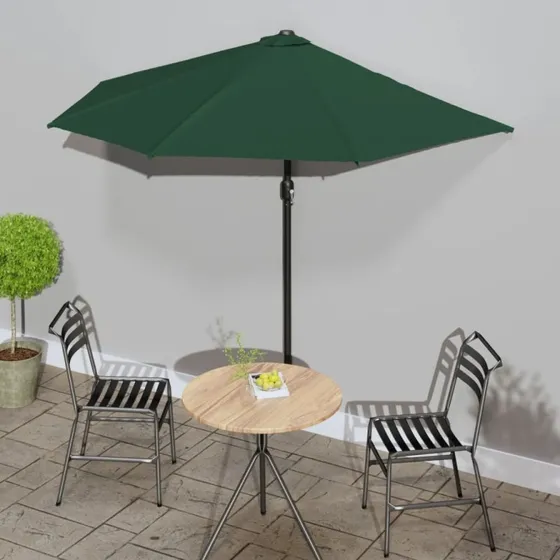 vidaXL Balkonparasol Grøn 270x144 cm Halv, Aluminumsstang