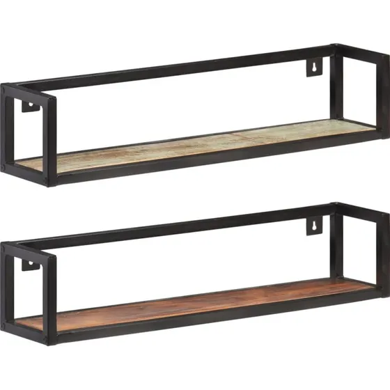 vidaXL Væghylder 2 stk. 80 cm massivt genbrugstræ