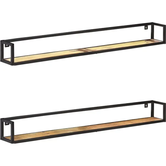 vidaXL Væghylder 2 stk. 160 cm massivt genbrugstræ
