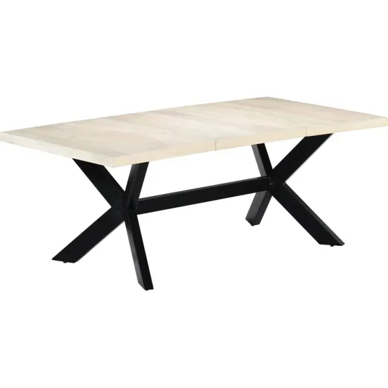 vidaXL Spisebord 200 x 100 x 75 cm i Massivt Mangotræ, Hvid