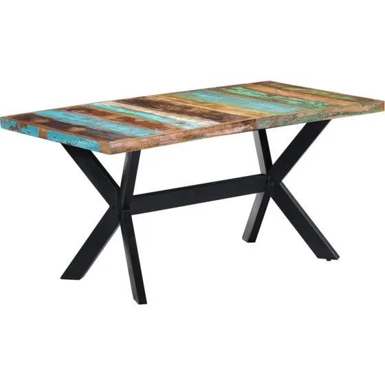 vidaXL Spisebord 160x80x75 cm massivt genbrugstræ