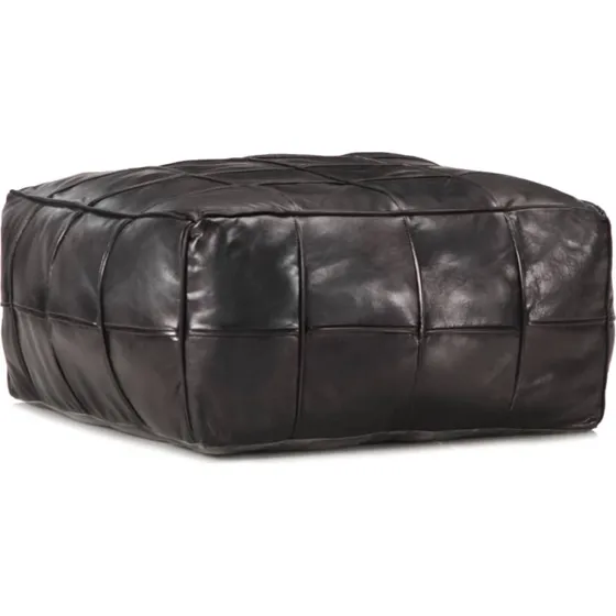 vidaXL Puf 60 x 60 x 30 cm ægte gedeskind sort