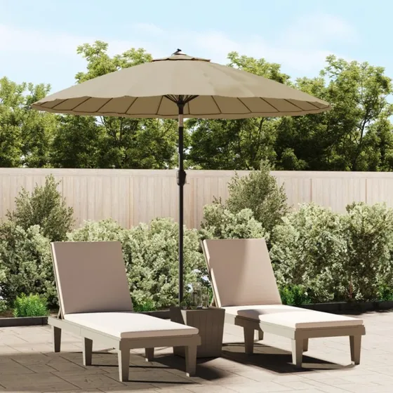 vidaXL Parasol 270 cm gråbrun med aluminiumstang
