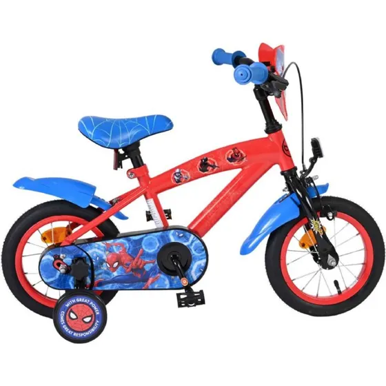 Volare Spiderman cykel 12 tommer med støttehjul