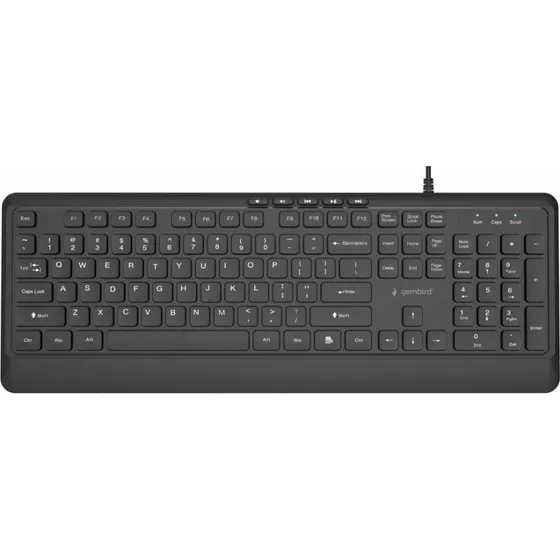 Gembird KB-MCH-05 Slim Multimedietastatur, Sort, US-layout