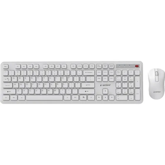 Gembird KBS-WPS-01 Slim Pro Business trådløst tastatur og mus, hvid, US-layout