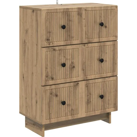 vidaXL Skuffeskab Artisan-eg 66 x 34,5 x 90 cm Konstrueret Træ