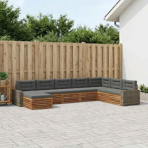 vidaXL Udendørs Sofagruppe 8 pcs Naturlig/Antracit